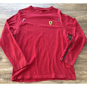 Vintage Ferrari Long Sleeve T‑Shirt Red Medium Official Merchandise Racing